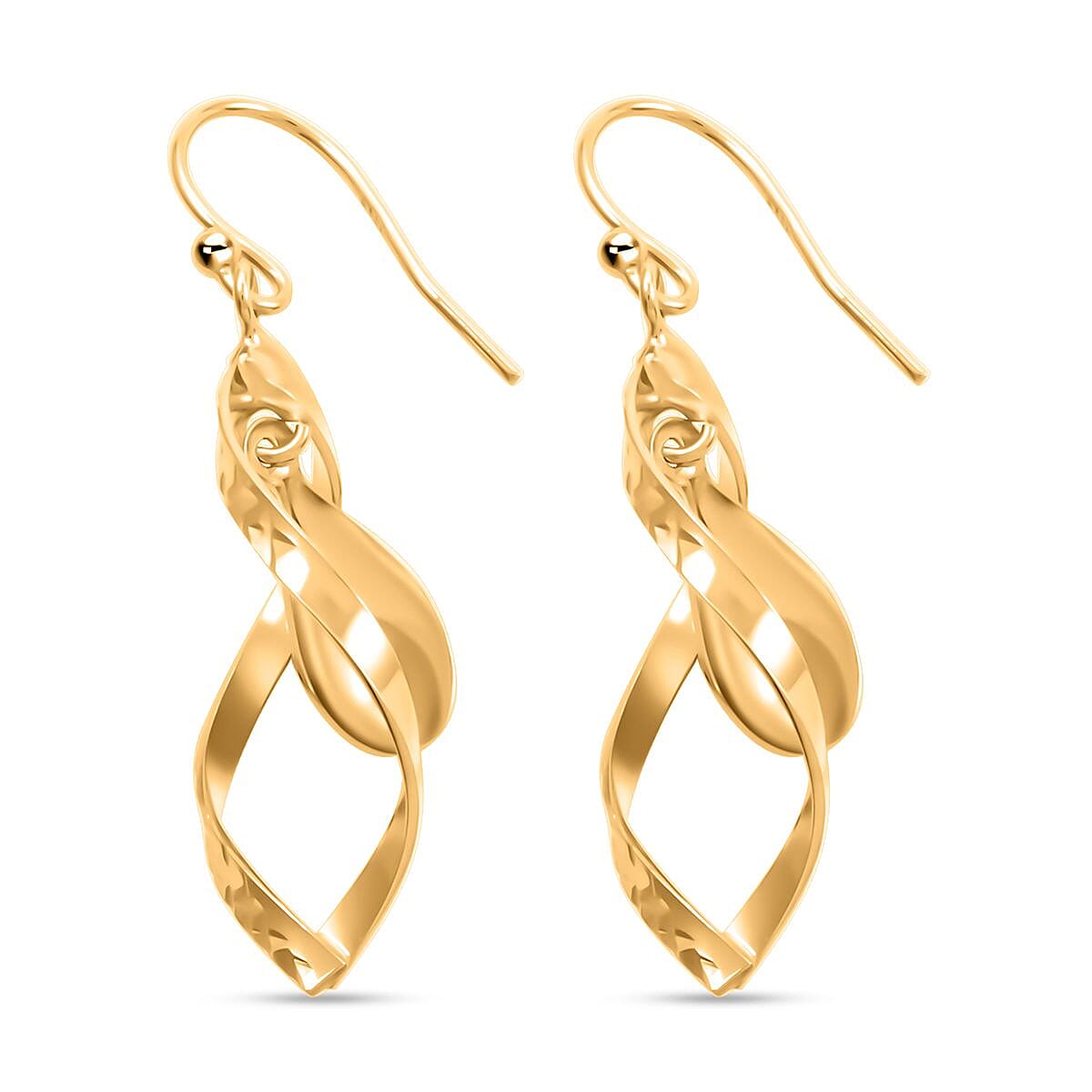 14K Yellow Gold Over Sterling Silver Dangle Earrings 2.60 Grams image number 3