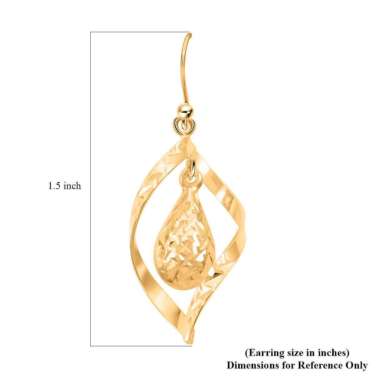14K Yellow Gold Over Sterling Silver Dangle Earrings 2.60 Grams image number 4