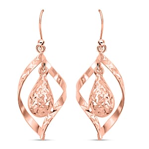 14K Rose Gold Over Sterling Silver Dangle Earrings 2.60 Grams