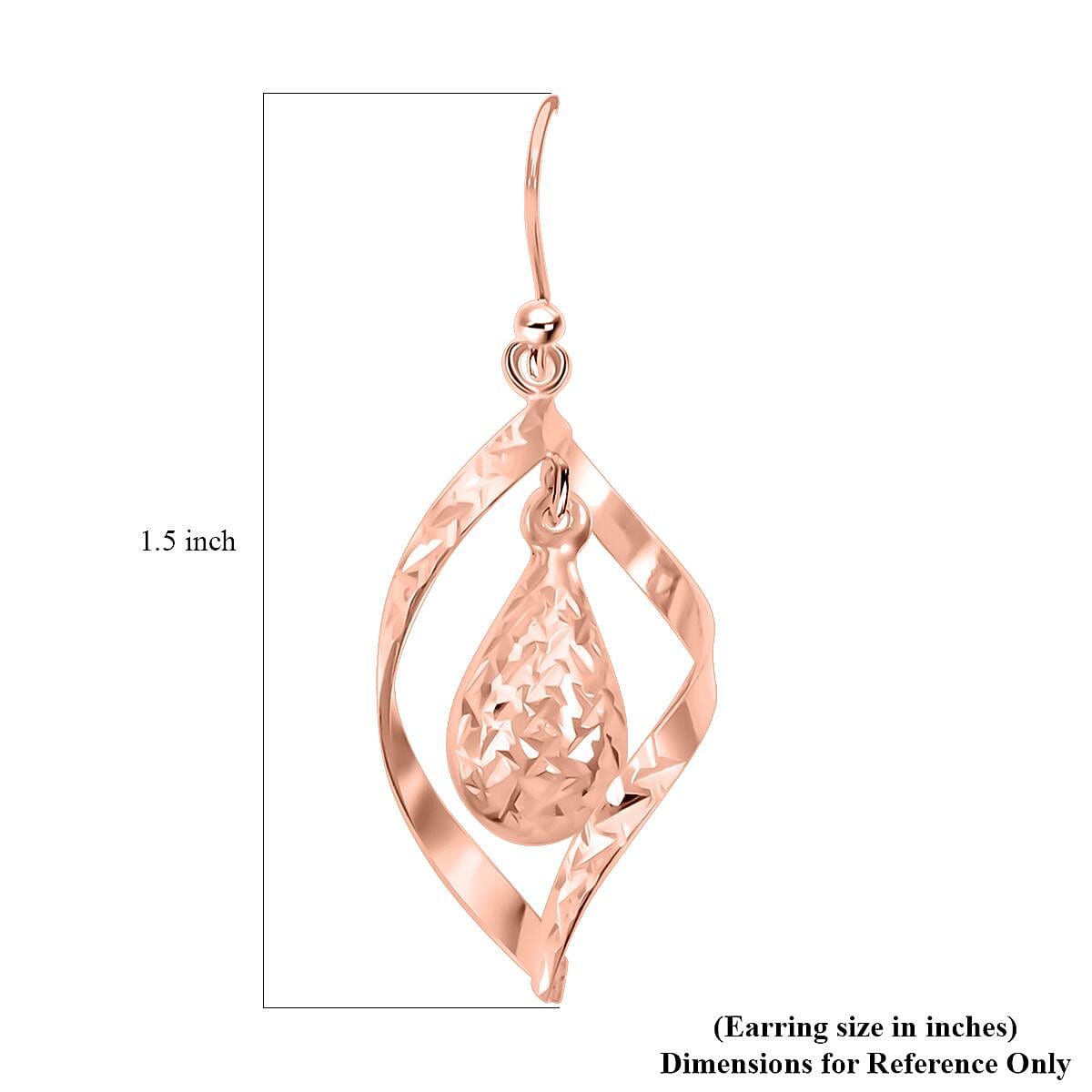 14K Rose Gold Over Sterling Silver Dangle Earrings 2.60 Grams image number 4