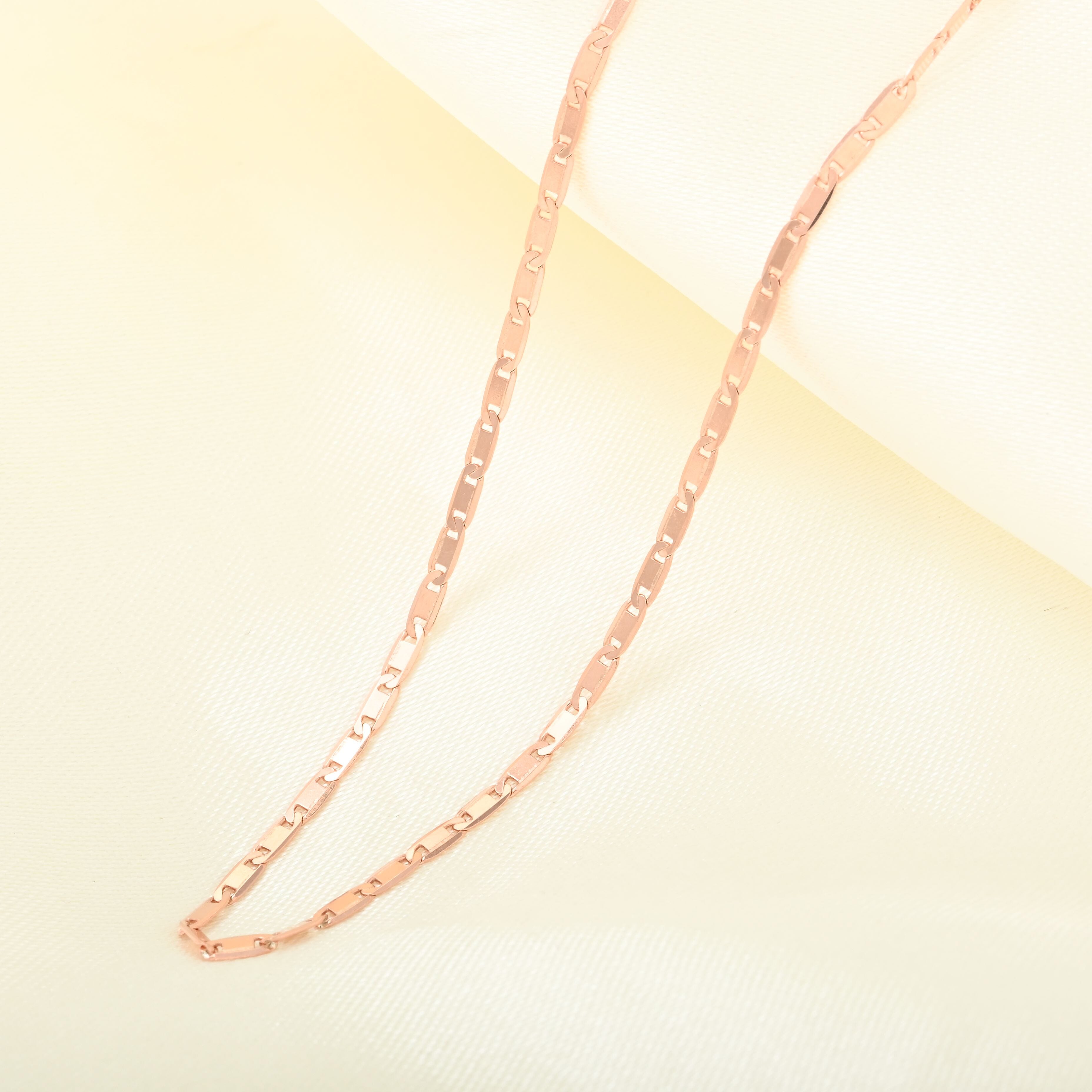 14K Rose Gold Over Sterling Silver Mariner Chain Necklace 24 Inches 3.20 Grams