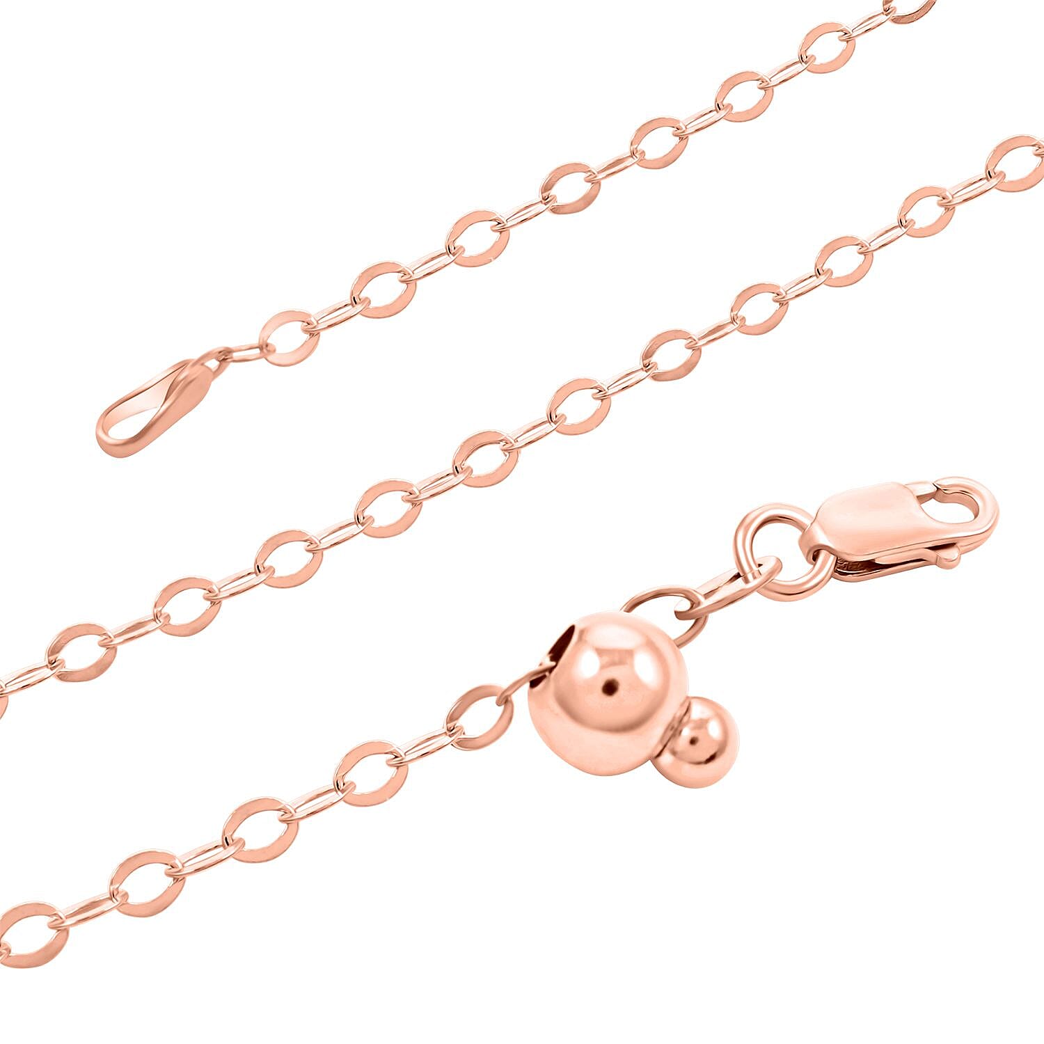 14K Rose Gold Over Sterling Silver Link Chain Necklace 18-24 Inches 2.20 Grams