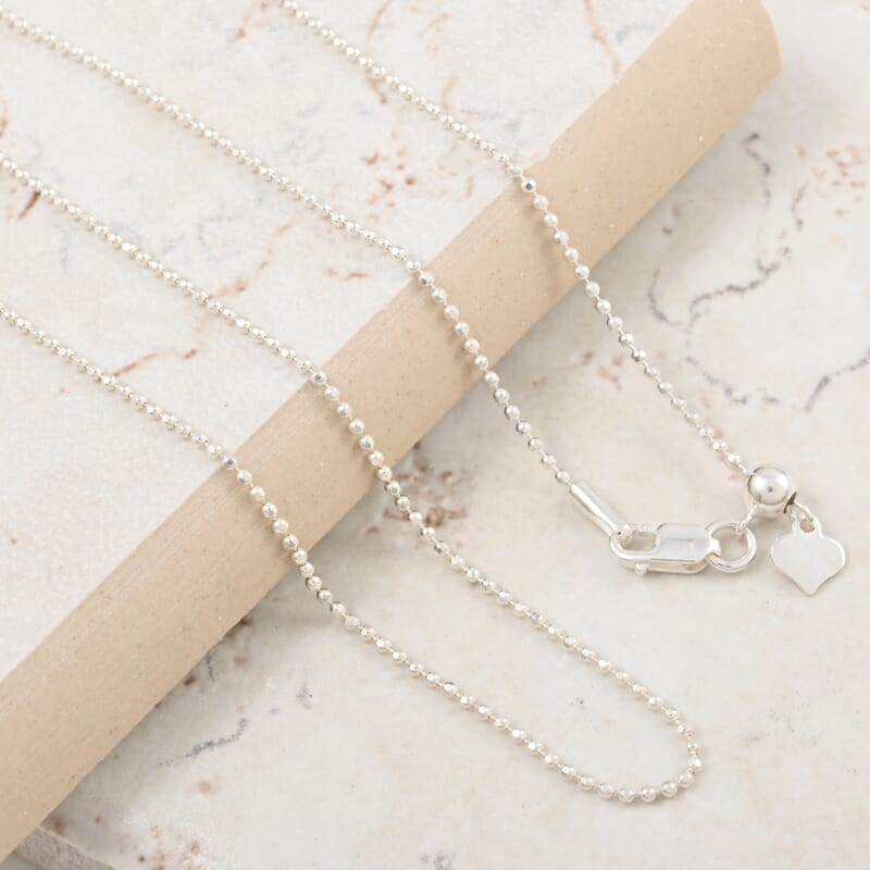 Sterling Silver Beaded Adjustable Chain Necklace 24 Inches 3.10 Grams