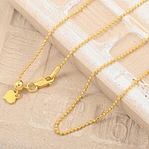 14K Yellow Gold Over Sterling Silver Beaded Adjustable Chain Necklace 24 Inches 3.10 Grams