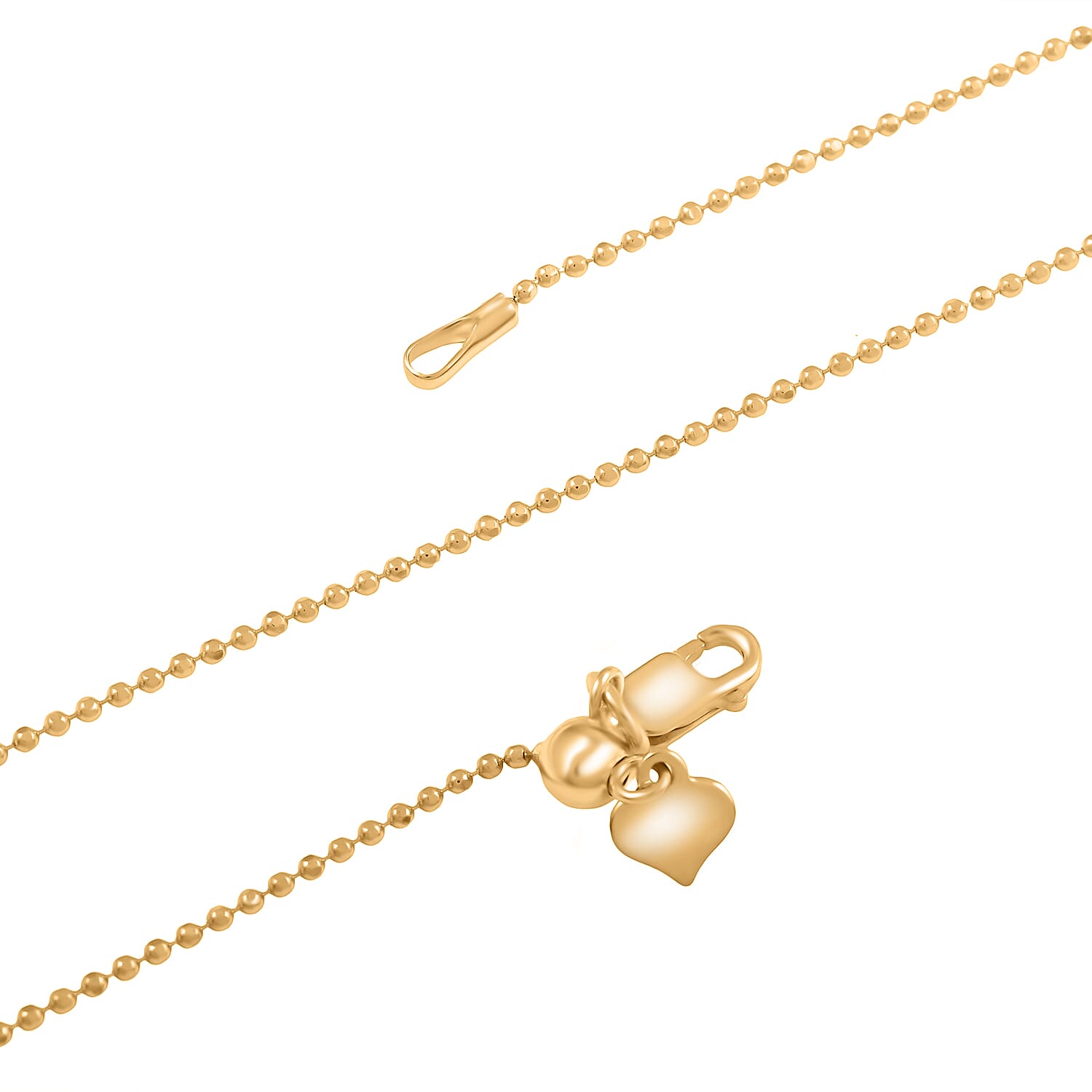 14K Yellow Gold Over Sterling Silver Beaded Adjustable Chain Necklace 24 Inches 3.10 Grams