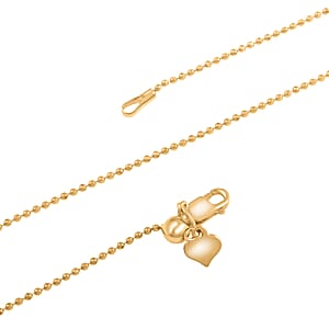 14K Yellow Gold Over Sterling Silver Beaded Adjustable Chain Necklace 24 Inches 3.10 Grams