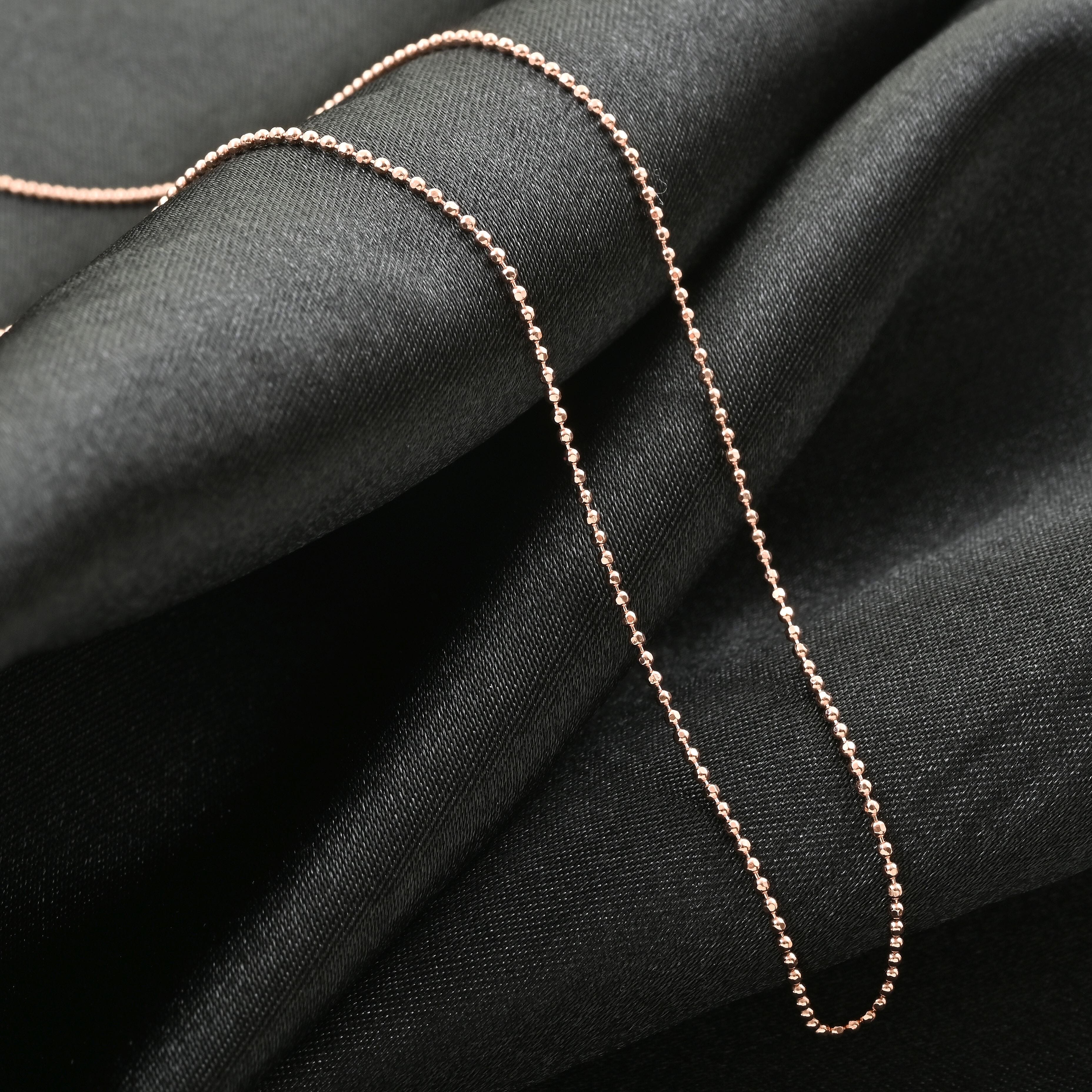 14K Rose Gold Over Sterling Silver Beaded Adjustable Chain Necklace 24 Inches 3.10 Grams