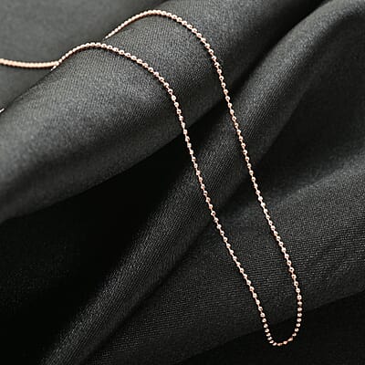 14K Rose Gold Over Sterling Silver Beaded Adjustable Chain Necklace 24 Inches 3.10 Grams