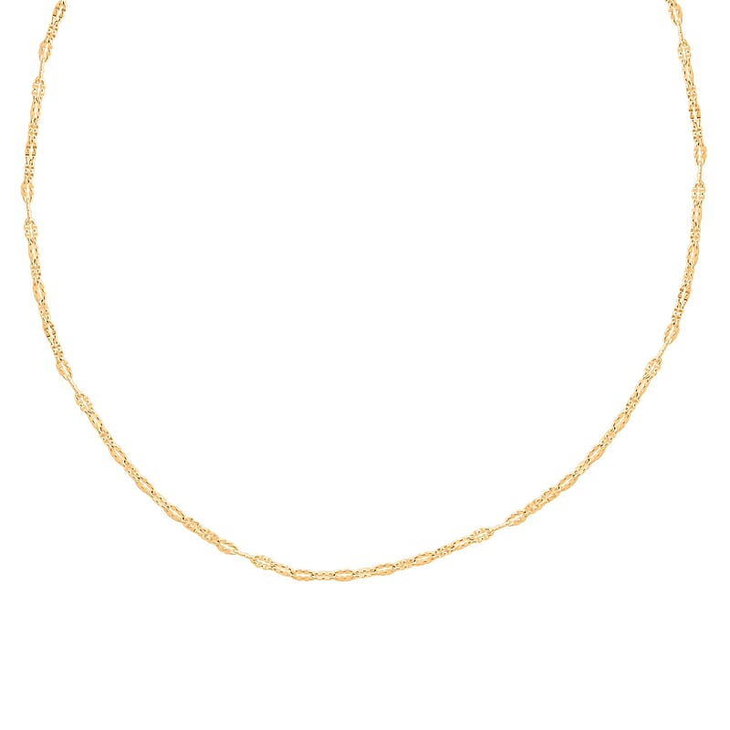 14K Yellow Gold Over Sterling Silver Oval Daisy Chain Necklace 24 Inches 3 Grams