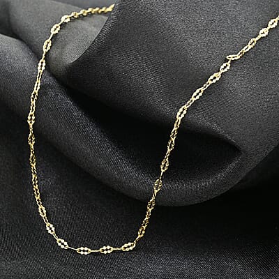 14K Yellow Gold Over Sterling Silver Oval Daisy Chain Necklace 24 Inches 3 Grams