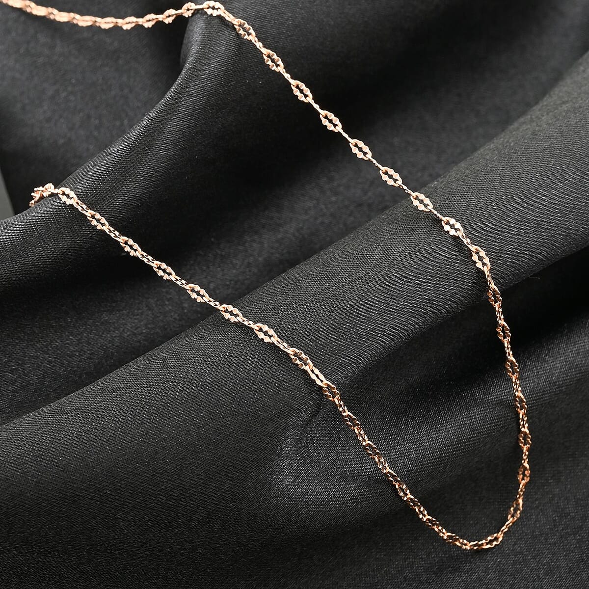 14K Rose Gold Over Sterling Silver Oval Daisy Chain Necklace 24 Inches 3 Grams image number 1