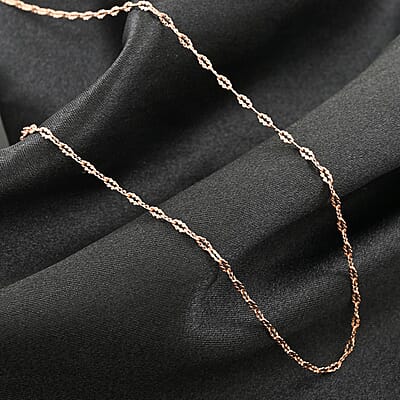 14K Rose Gold Over Sterling Silver Oval Daisy Chain Necklace 24 Inches 3 Grams