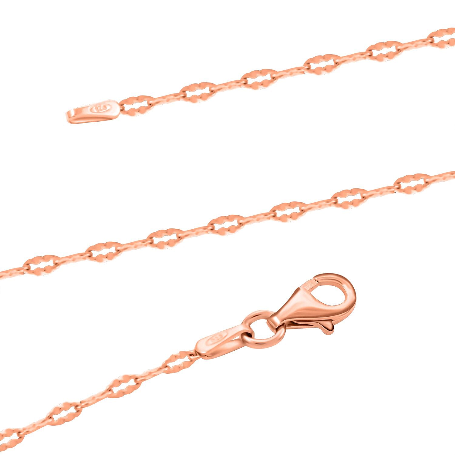 14K Rose Gold Over Sterling Silver Oval Daisy Chain Necklace 24 Inches 3 Grams