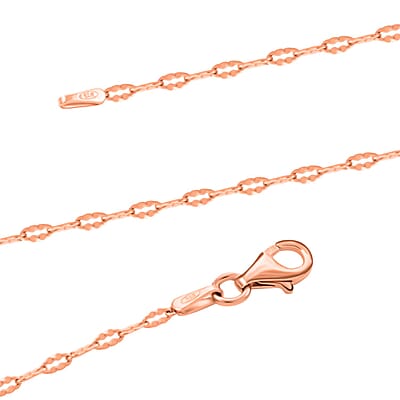 14K Rose Gold Over Sterling Silver Oval Daisy Chain Necklace 24 Inches 3 Grams