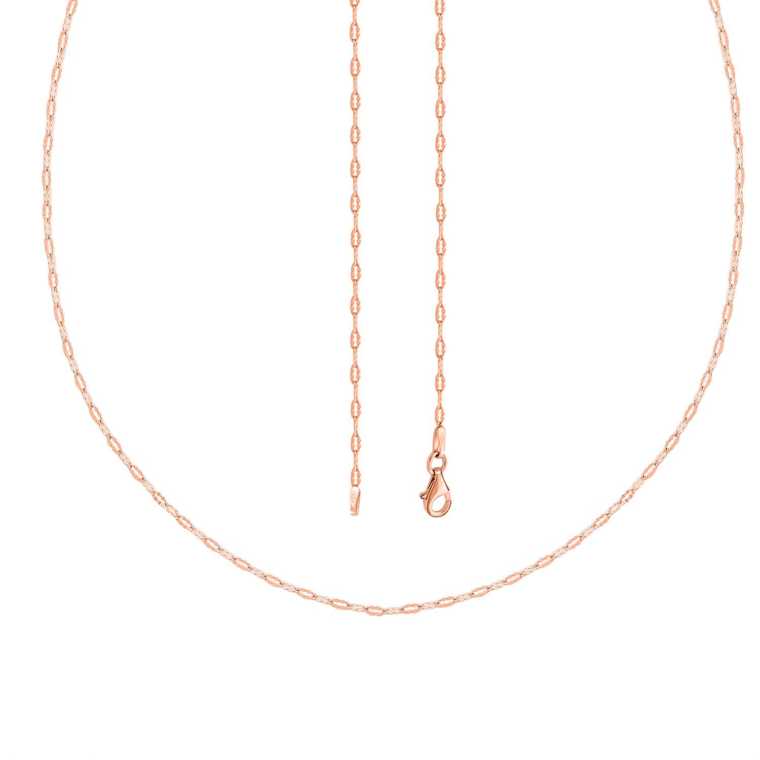 14K Rose Gold Over Sterling Silver Oval Daisy Chain Necklace 24 Inches 3 Grams