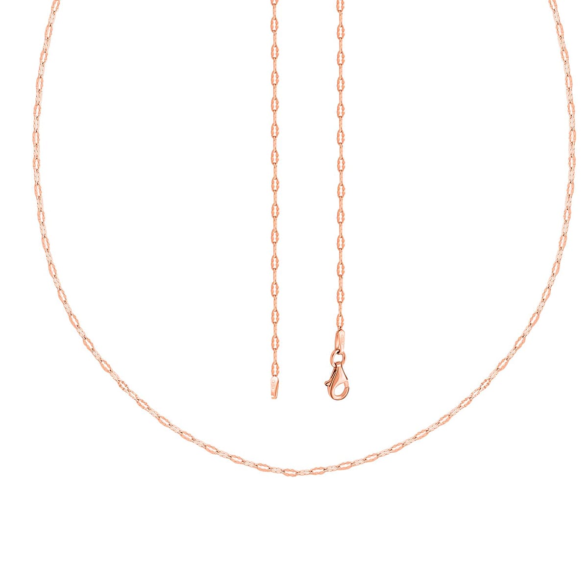 14K Rose Gold Over Sterling Silver Oval Daisy Chain Necklace 24 Inches 3 Grams image number 3