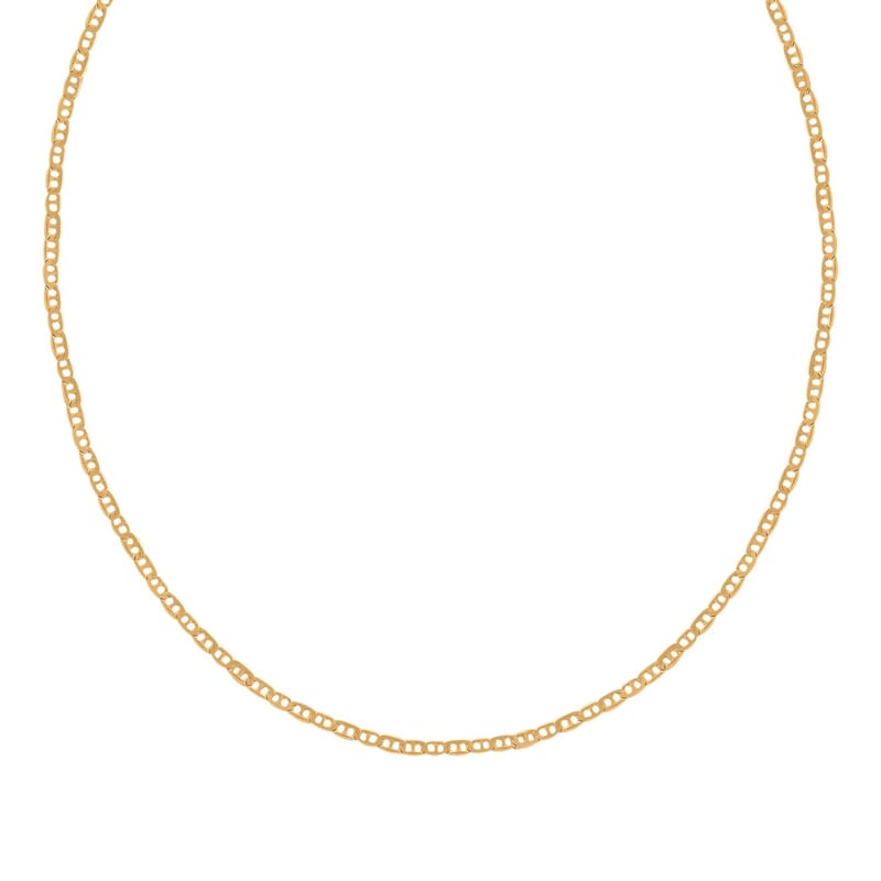 14K Yellow Gold Over Sterling Silver Round Mariner Chain Necklace 24 Inches 2.70 Grams