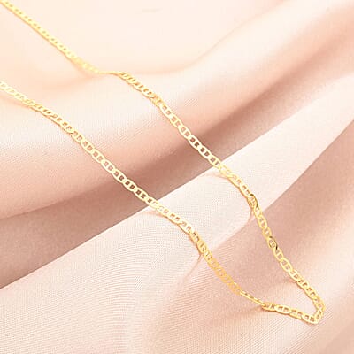 14K Yellow Gold Over Sterling Silver Round Mariner Chain Necklace 24 Inches 2.70 Grams