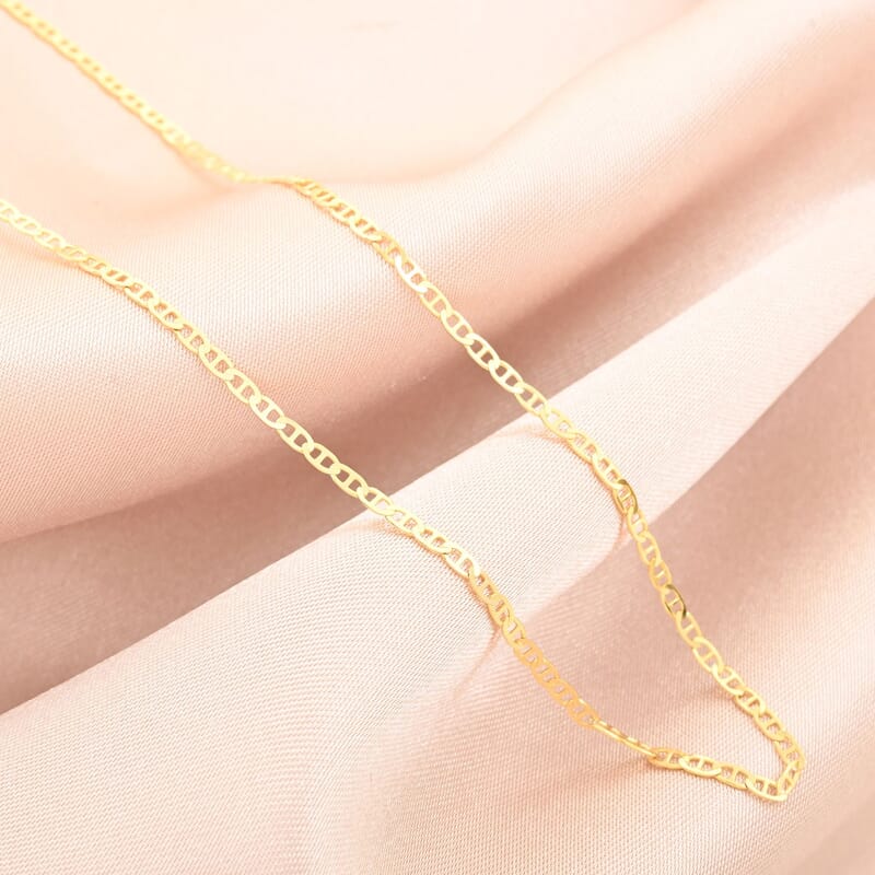 14K Yellow Gold Over Sterling Silver Round Mariner Chain Necklace 24 Inches 2.70 Grams
