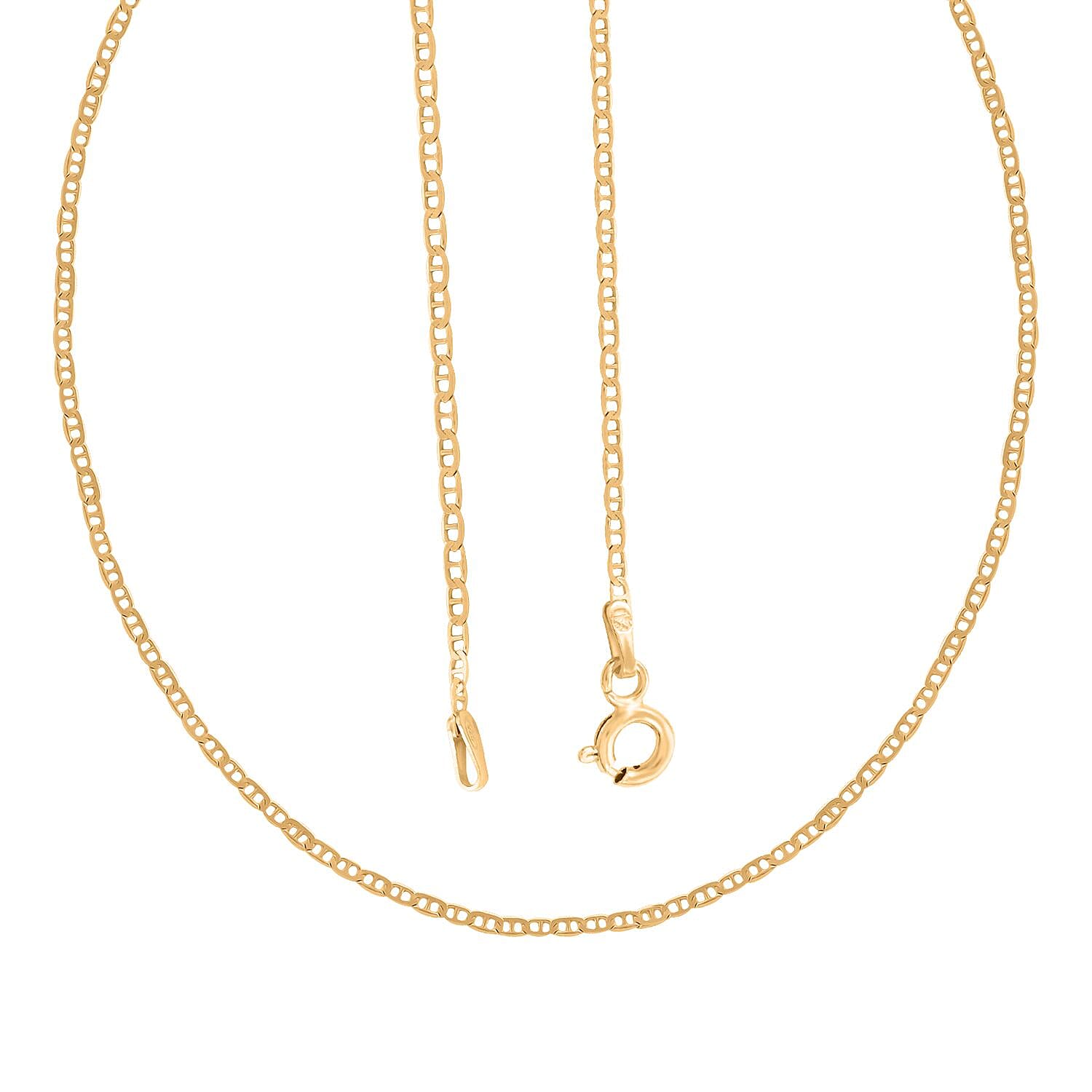14K Yellow Gold Over Sterling Silver Round Mariner Chain Necklace 24 Inches 2.70 Grams