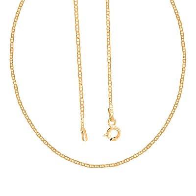14K Yellow Gold Over Sterling Silver Round Mariner Chain Necklace 24 Inches 2.70 Grams