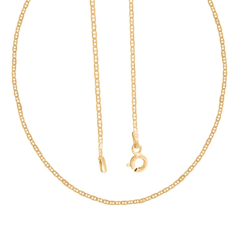 14K Yellow Gold Over Sterling Silver Round Mariner Chain Necklace 24 Inches 2.70 Grams