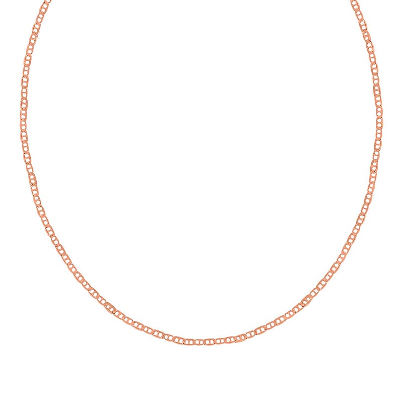 14K Rose Gold Over Sterling Silver Round Mariner Chain Necklace 24 Inches 2.70 Grams