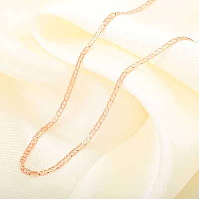 14K Rose Gold Over Sterling Silver Round Mariner Chain Necklace 24 Inches 2.70 Grams