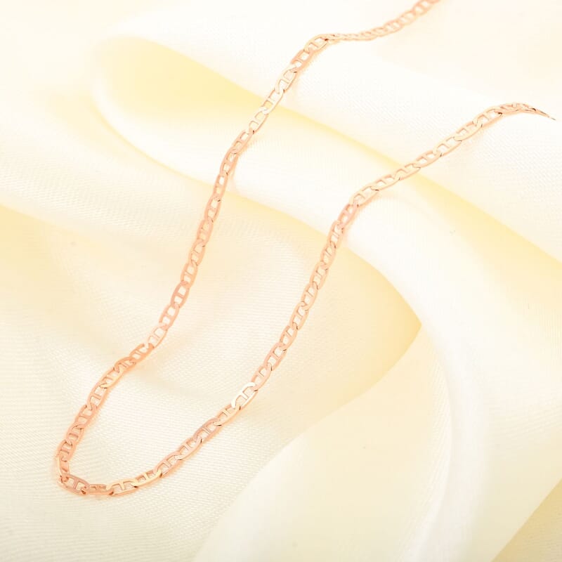 14K Rose Gold Over Sterling Silver Round Mariner Chain Necklace 24 Inches 2.70 Grams