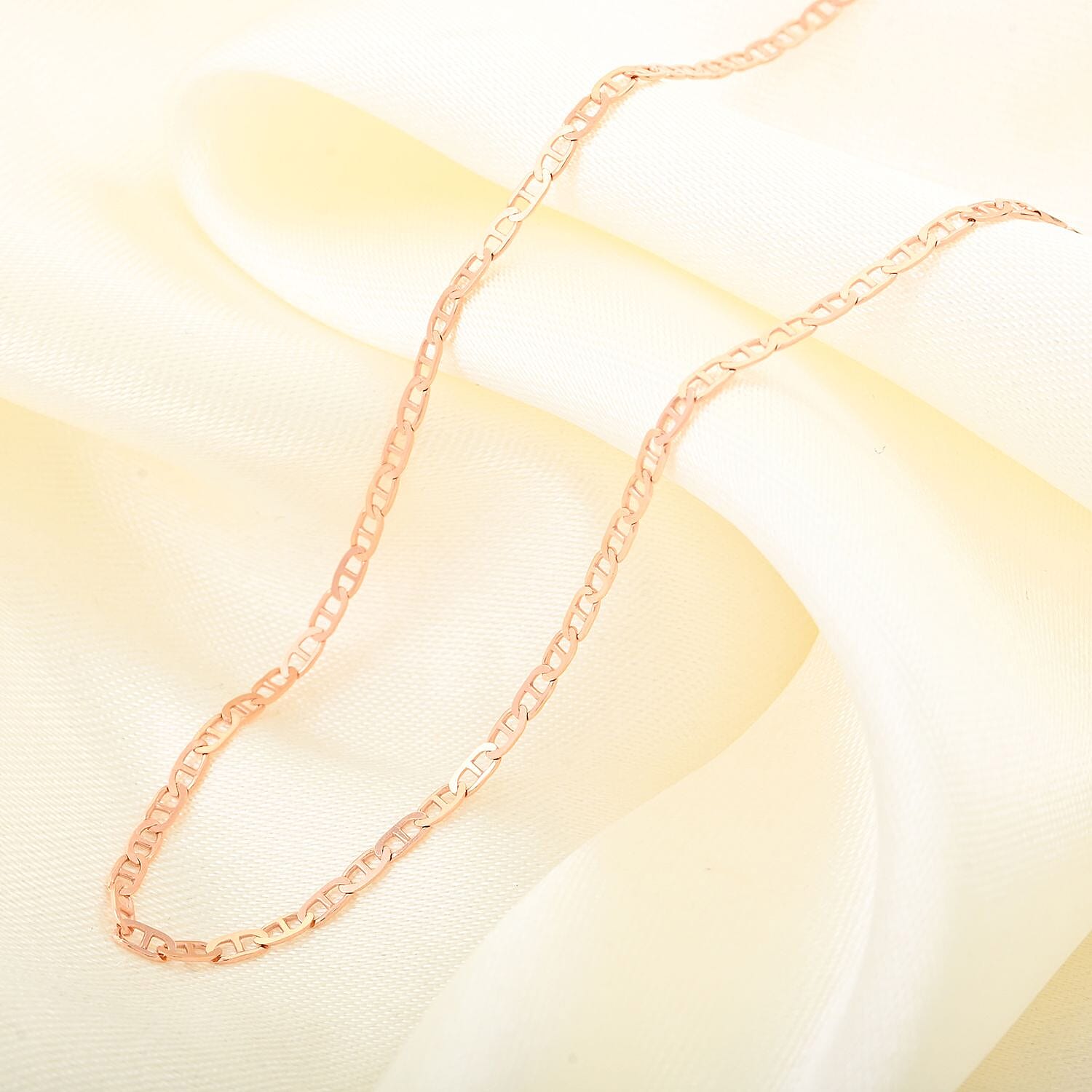 14K Rose Gold Over Sterling Silver Mariner Chain Necklace 20 Inches 2.30 Grams