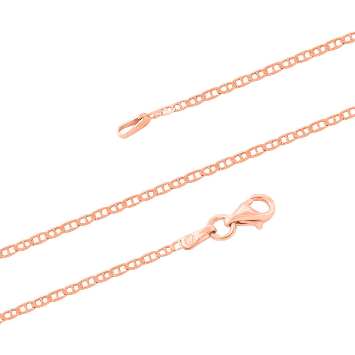 14K Rose Gold Over Sterling Silver Mariner Chain Necklace 20 Inches 2.30 Grams image number 2