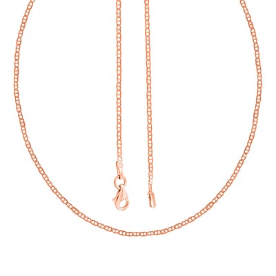 14K Rose Gold Over Sterling Silver Mariner Chain Necklace 20 Inches 2.30 Grams