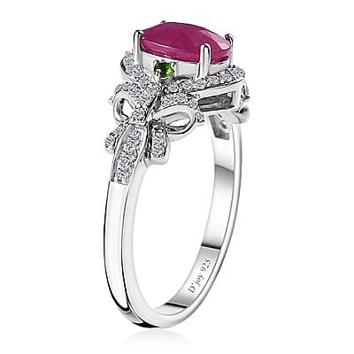 Premium Royal Ruby and Multi Gemstone Ring in Platinum Over Sterling Silver (Size 10.0) 2.10 ctw
