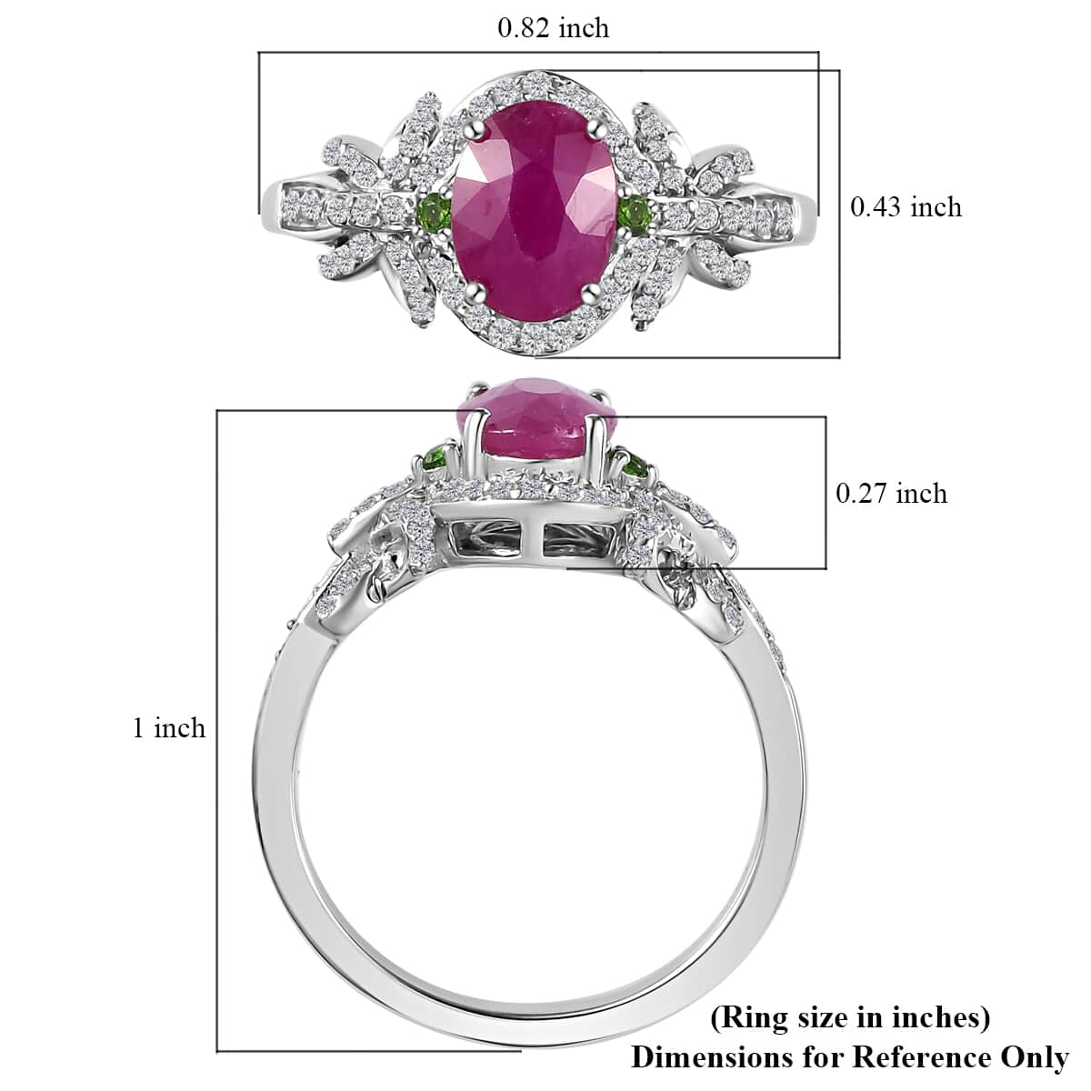 Premium Taveta Ruby, Multi Gemstone Ring in Platinum Over Sterling Silver (Size 7.0) 2.10 ctw image number 5