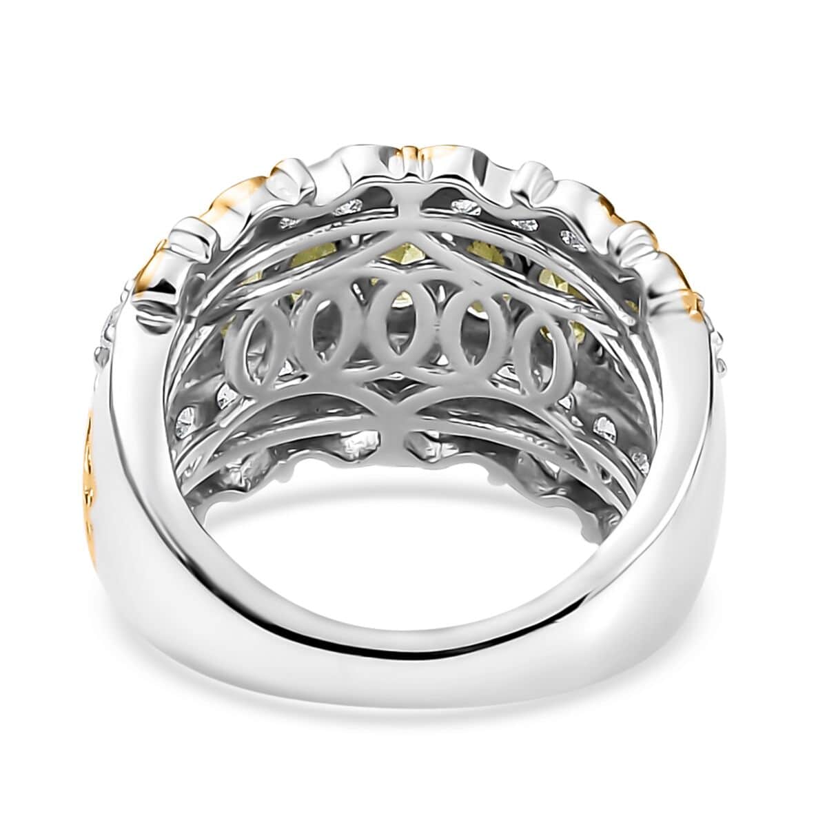 Premium Sava Sphene, White Zircon Ring in 18K Vermeil YG and Rhodium Over Sterling Silver (Size 8.0) 2.65 ctw image number 4