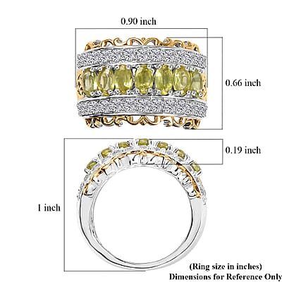 Premium Sphene and White Zircon Halo Ring in 18K Vermeil YG and Rhodium Over Sterling Silver (Size 10.0) 2.65 ctw