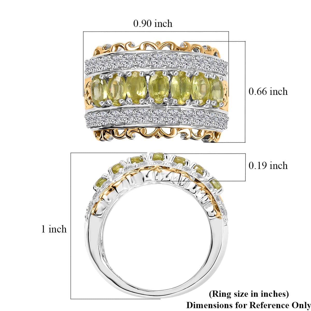 Premium Sphene and White Zircon Halo Ring in 18K Vermeil YG and Rhodium Over Sterling Silver (Size 8.0) 2.65 ctw image number 5