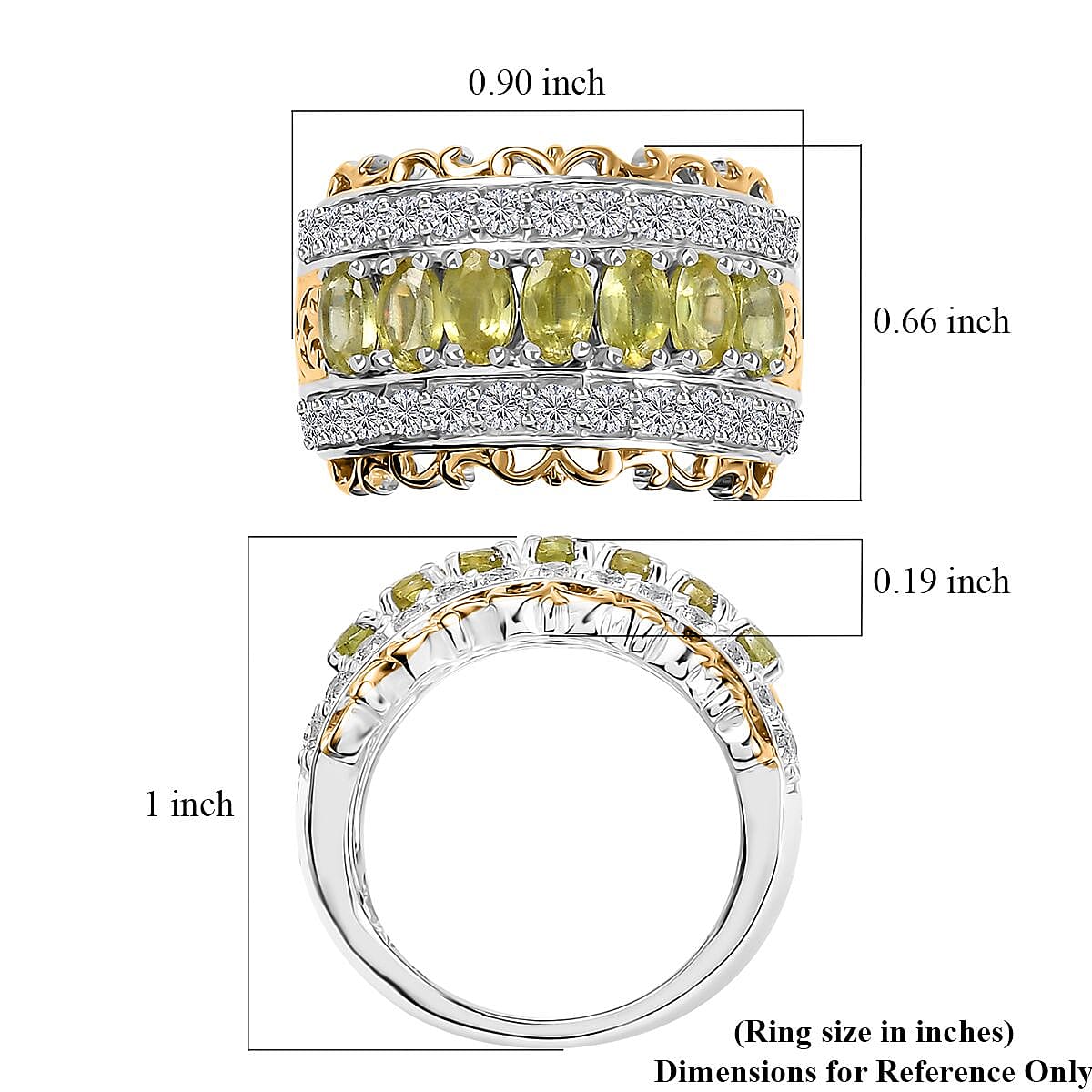 Premium Sphene and White Zircon Halo Ring in 18K Vermeil YG and Rhodium Over Sterling Silver (Size 9.0) 2.65 ctw image number 5