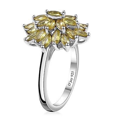 Premium Sphene Sparkle Ring in Rhodium Over Sterling Silver (Size 10.0) 2.25 ctw