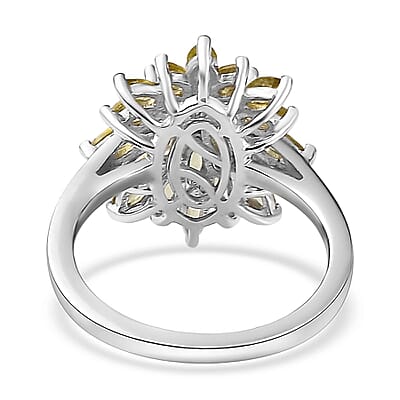 Premium Sphene Sparkle Ring in Rhodium Over Sterling Silver (Size 10.0) 2.25 ctw