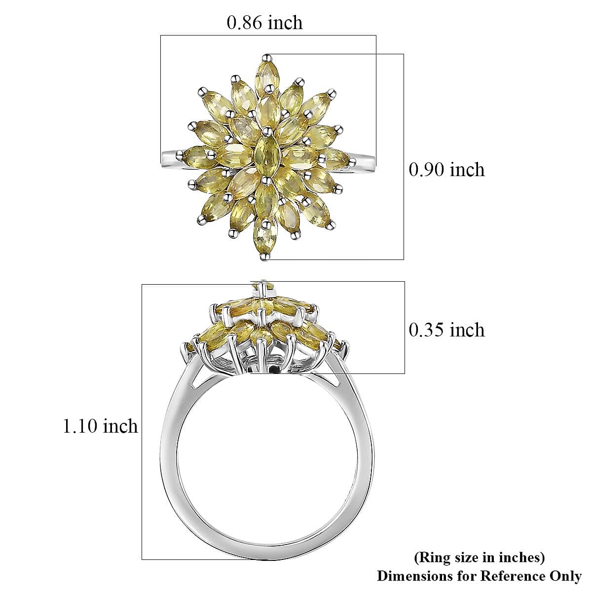 Premium Sphene Sparkle Ring in Rhodium Over Sterling Silver (Size 6.0) 2.25 ctw image number 5