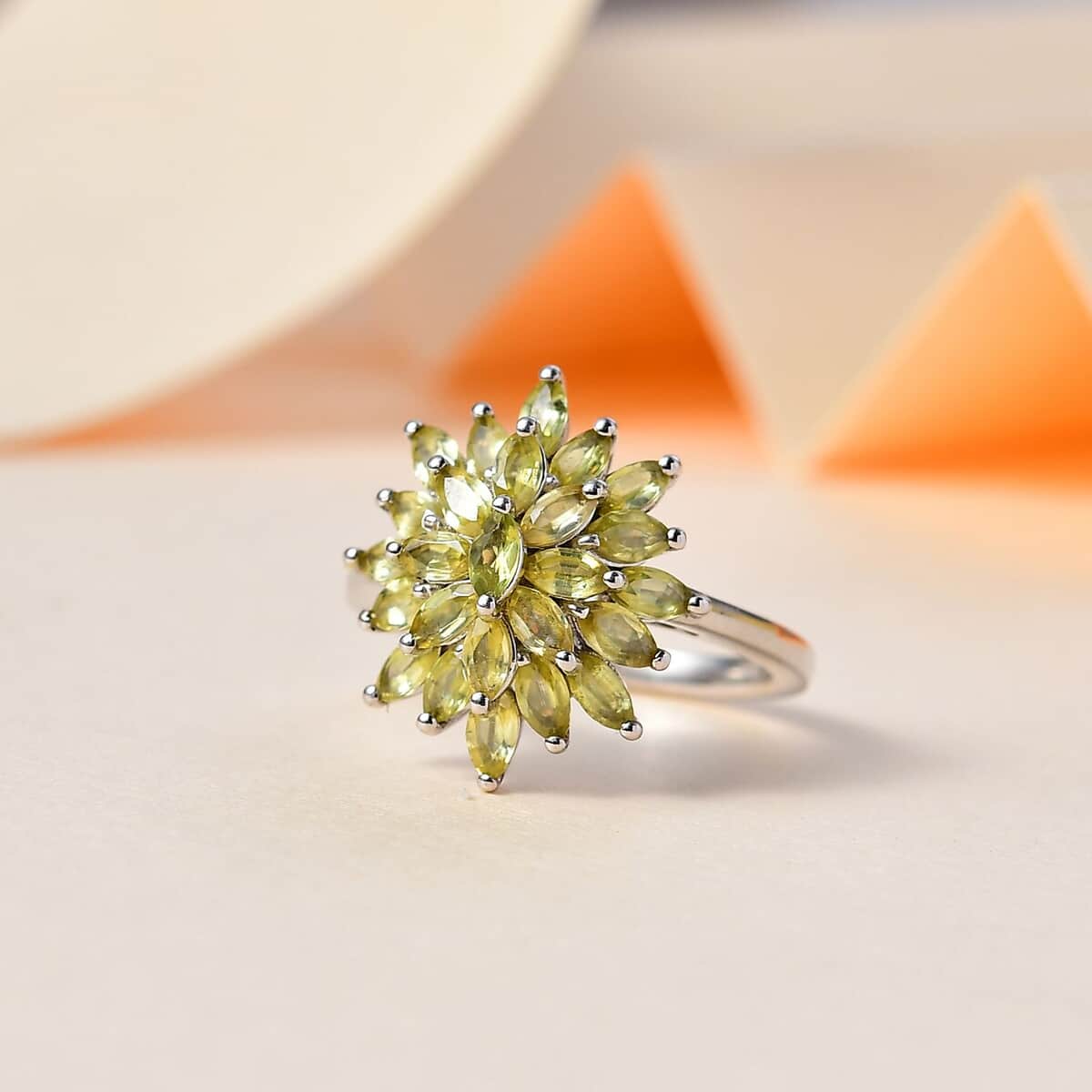 Premium Sphene Sparkle Ring in Rhodium Over Sterling Silver (Size 7.0) 2.25 ctw image number 1