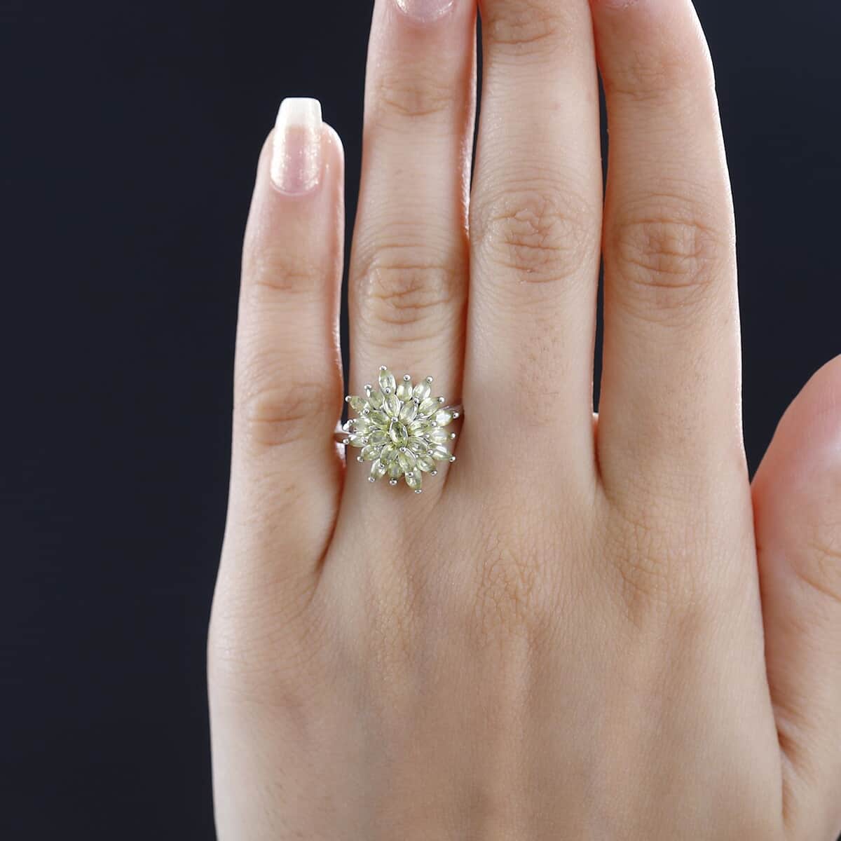 Premium Sphene Sparkle Ring in Rhodium Over Sterling Silver (Size 7.0) 2.25 ctw image number 2