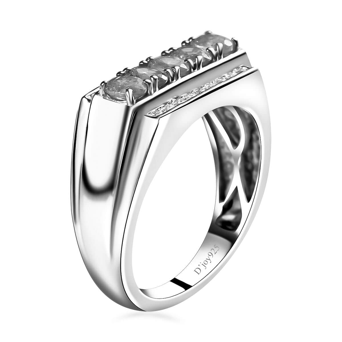 Premium Sava Sphene, Moissanite Men's Ring in Rhodium Over Sterling Silver (Size 10.0) 1.35 ctw image number 3