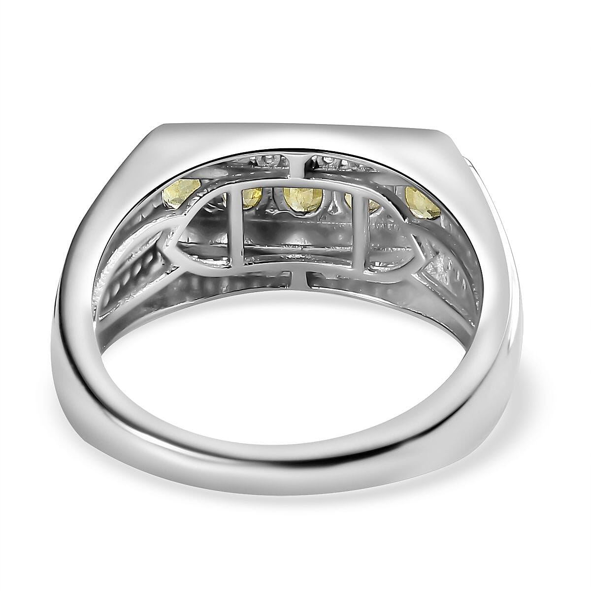 Buy Premium Sphene and Moissanite Men's Ring in Rhodium Over