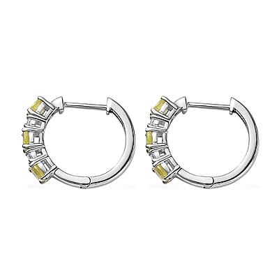 Premium Sphene and Moissanite Hoop Earrings in Rhodium Over Sterling Silver 1.35 ctw