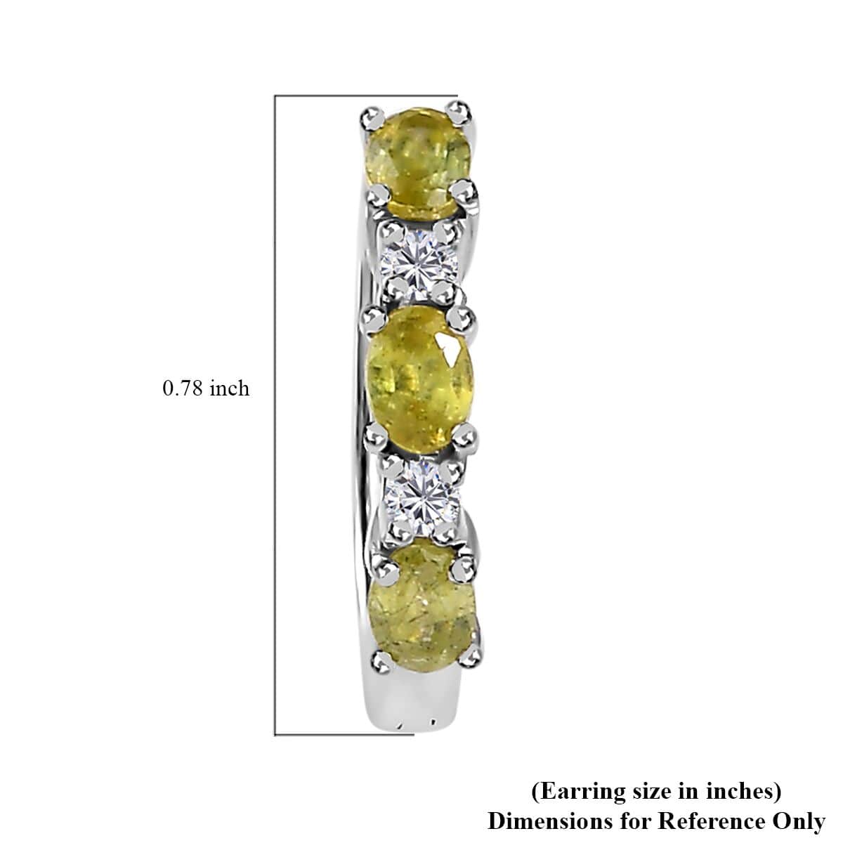 Premium Sphene and Moissanite Hoop Earrings in Rhodium Over Sterling Silver 1.35 ctw image number 4