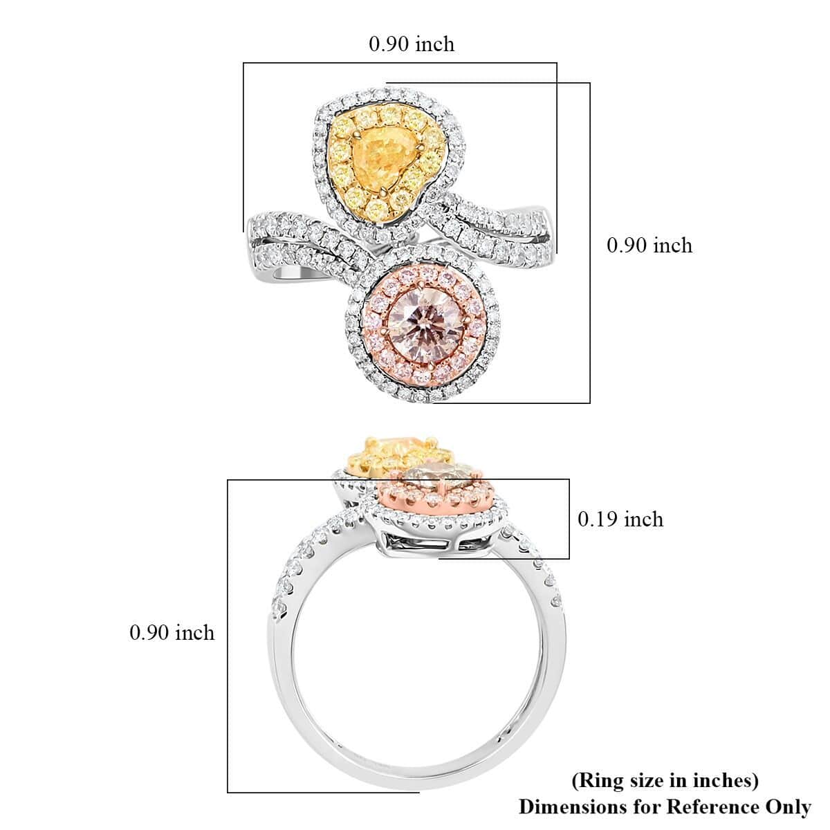 Modani 14K Yellow, White and Rose Gold Natural Yellow and White Diamond Ring (Size 5.0) 5.10 Grams 1.75 ctw image number 5