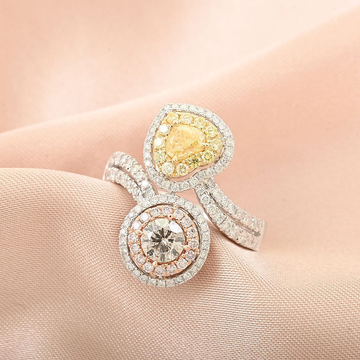 Modani 14K Yellow, White and Rose Gold Natural Yellow and White Diamond Ring (Size 10.0) 5.10 Grams 1.75 ctw image number 1