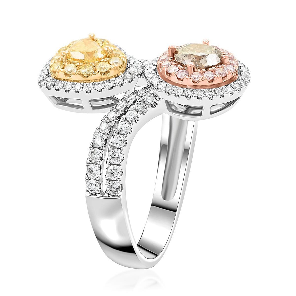 Modani 14K Yellow, White and Rose Gold Natural Yellow and White Diamond Ring (Size 10.0) 5.10 Grams 1.75 ctw image number 3